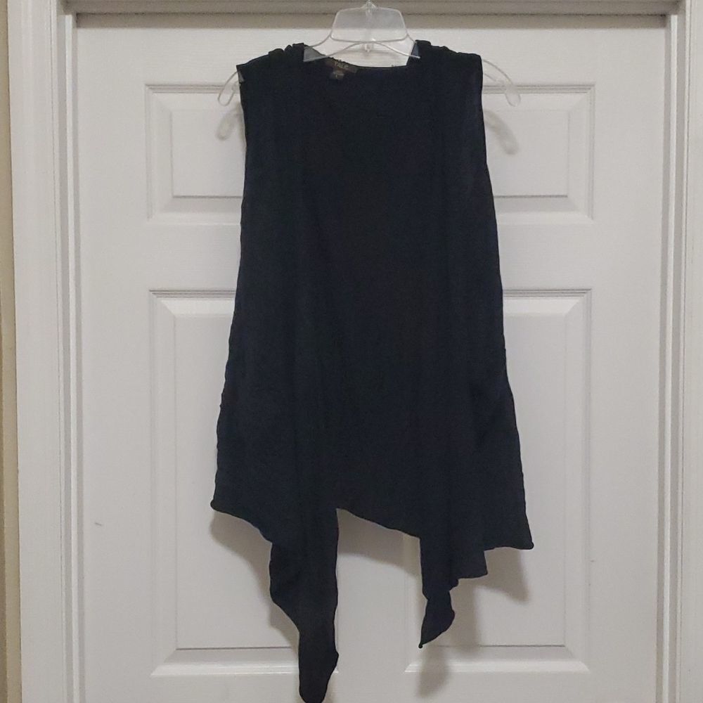 ❣️Talie womens L black open front sleeveless hoodied vest top cardigan
